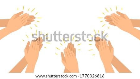 Hands clap in flat style, Applause Congratulations claps. Poster, banner.