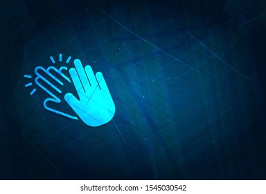 Hands clap icon isolated on futuristic digital abstract blue background