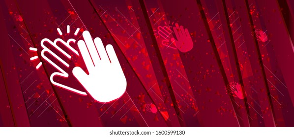 Hands clap icon isolated on Abstract design bright red banner background