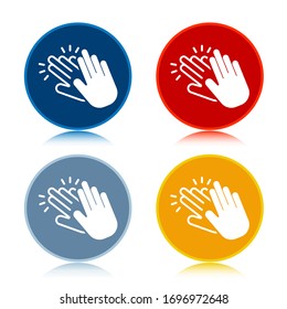 Hands clap icon isolated on trendy flat round buttons set reflected illustration design