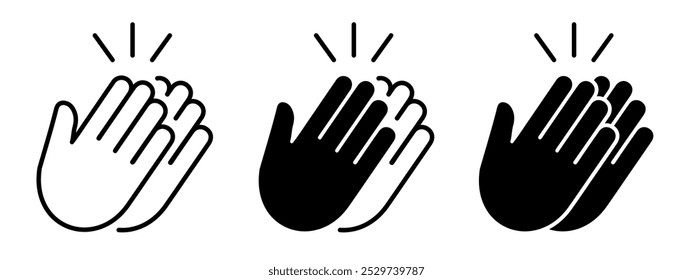 Hands clap icons set, ovation, clapping hands, applause, delight