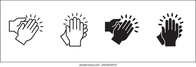 Hands clap symbol. Hand clapping icons. Applaud and acclamation sign. Simple flat icon of praise and cheering graphic design resource and illustration.