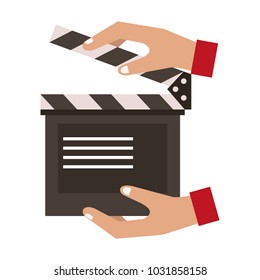 Hands with clapboard