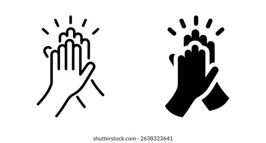 Hands clapping applause celebration icon. Line and silhouette style.