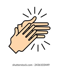 hands clapping, applause, linear, vector illustration