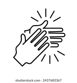 hands clapping, applause, linear, vector illustration