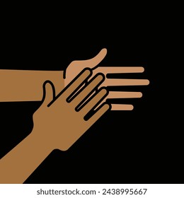 hands clapping, applause, linear, vector illustration