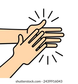 hands clapping, applause, linear, vector illustration