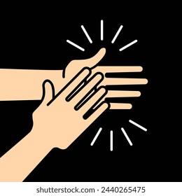 hands clapping, applause, linear, vector illustration