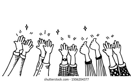 Hands clapping. applause and thumbs up gestures. congratulation business. isolated on white background. vector illustration