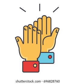 Hands clapping concept. Line vector icon. Editable stroke. Flat linear illustration isolated on white background