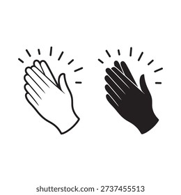 Hands clapping in a contrasting black and white illustrative style