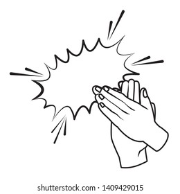 hands clapping icon cartoon black and white vector illustration graphic design
