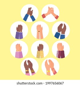 hands clapping icon group in circles