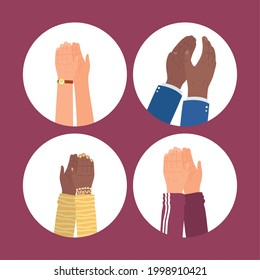 hands clapping icon group in circles