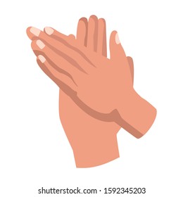 Hands clapping icon over white background, colorful design, vector illustration