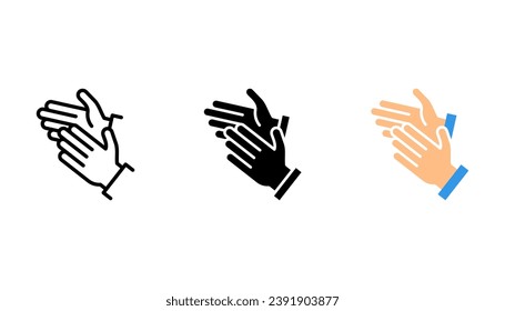 Hands clapping icon set. Vector illustration. applause icon set on white background.