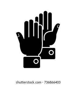 hands clapping icon, vector illustration, black sign on isolated background