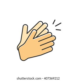 Hands Clapping Vector Icon, Applause Flat Cartoon Outline Linear Design With Clap Sound Illustration Isolated On White Background