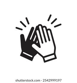 Hands Clapping Vector Icon on white background