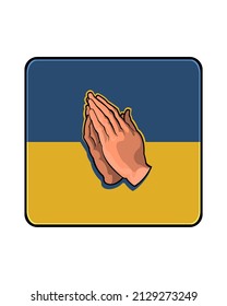Manos atadas en oración por los colores de la bandera de Ucrania