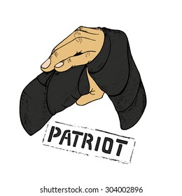 hands clasped together in fighting bandages print labels patriot