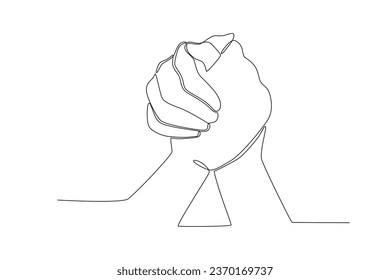 Hands clasped together. Human rights day one-line drawing