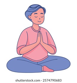 Hands clasped yoga pose vector