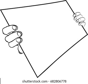 Hands with a clean sheet of paper. Vector 