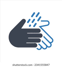 Hands cleaning with water icon