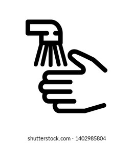 Hands cleaning with water icon, Hygiene symbol,ogo illustration. Editable stroke. Pixel perfect - Vector

