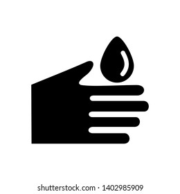 Hands cleaning with water icon, Hygiene symbol,ogo illustration. Editable stroke. Pixel perfect - Vector
