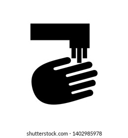 Hands cleaning with water icon, Hygiene symbol,ogo illustration. Editable stroke. Pixel perfect - Vector
