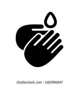 Hands cleaning with water icon, Hygiene symbol,ogo illustration. Editable stroke. Pixel perfect - Vector
