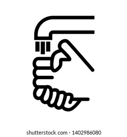 Hands cleaning with water icon, Hygiene symbol,ogo illustration. Editable stroke. Pixel perfect - Vector
