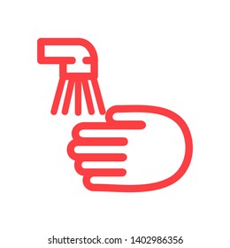 Hands cleaning with water icon, Hygiene symbol,ogo illustration. Editable stroke. Pixel perfect - Vector
