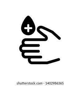Hands cleaning with water icon, Hygiene symbol,ogo illustration. Editable stroke. Pixel perfect - Vector
