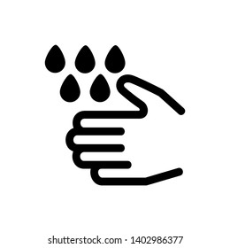 Hands cleaning with water icon, Hygiene symbol,ogo illustration. Editable stroke. Pixel perfect - Vector

