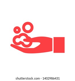 Hands cleaning with water icon, Hygiene symbol,ogo illustration. Editable stroke. Pixel perfect - Vector
