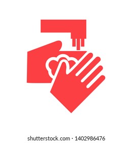 Hands cleaning with water icon, Hygiene symbol,ogo illustration. Editable stroke. Pixel perfect - Vector
