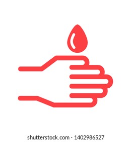 Hands cleaning with water icon, Hygiene symbol,ogo illustration. Editable stroke. Pixel perfect - Vector
