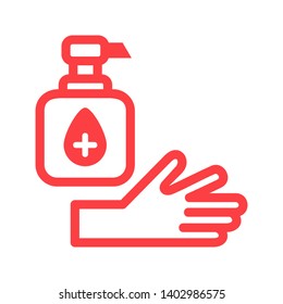 Hands cleaning with water icon, Hygiene symbol,ogo illustration. Editable stroke. Pixel perfect - Vector
