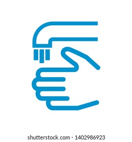 Hands cleaning with water icon, Hygiene symbol,ogo illustration. Editable stroke. Pixel perfect - Vector
