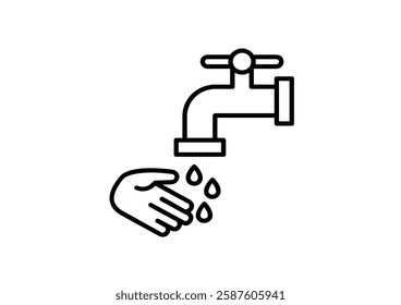 Hands cleaning with water icon, Hygiene symbol,ogo illustration. Editable stroke. Pixel perfect - Vector