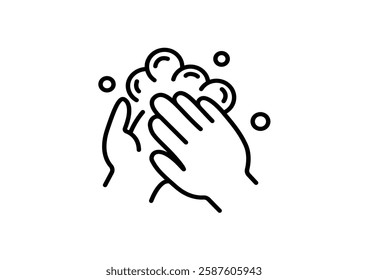 Hands cleaning with water icon, Hygiene symbol,ogo illustration. Editable stroke. Pixel perfect - Vector