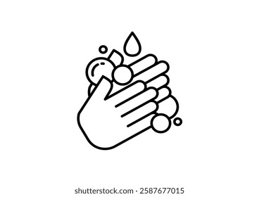 Hands cleaning with water icon, Hygiene symbol,ogo illustration. Editable stroke. Pixel perfect - Vector