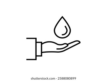 Hands cleaning with water icon, Hygiene symbol,ogo illustration. Editable stroke. Pixel perfect - Vector