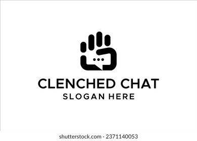 Hands clenched and Bubble chat logo design vector template Free Vector