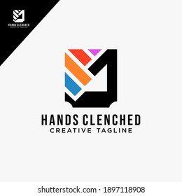 hands clenched concept design vector template