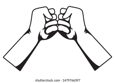 Hands clenched fist greeting cartoon vector illustration graphic design.